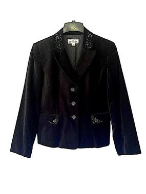 Black Velvet Embellished Blazer